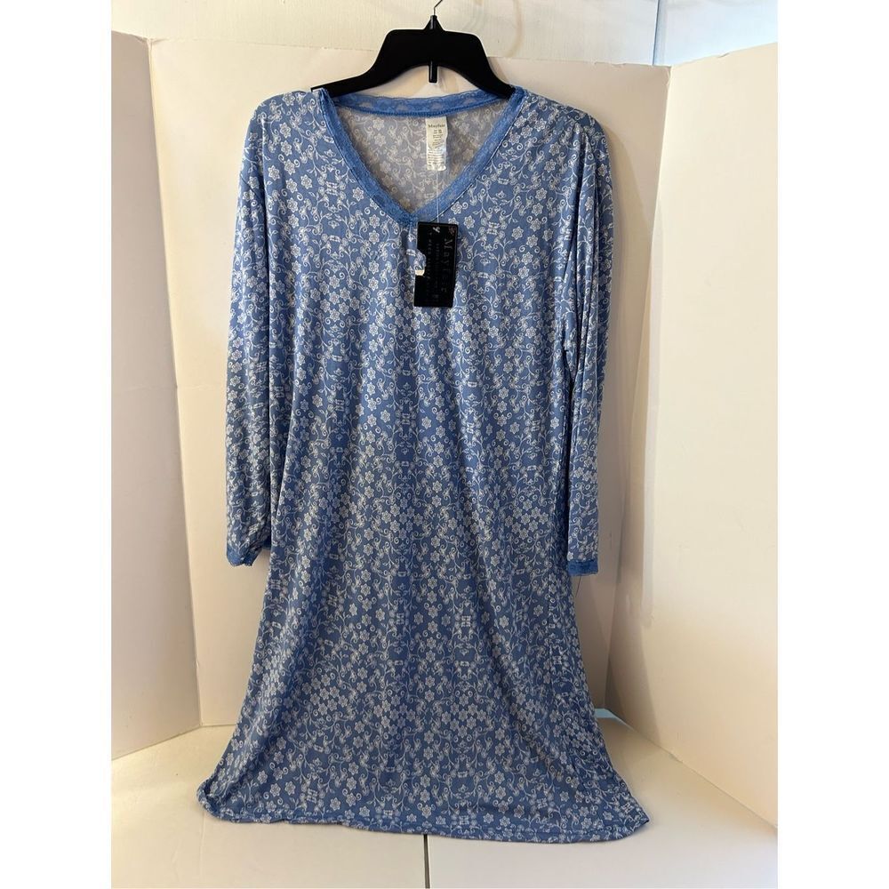 Mayfair pajamas gown 2x blue flowers new rn#113591 NEW